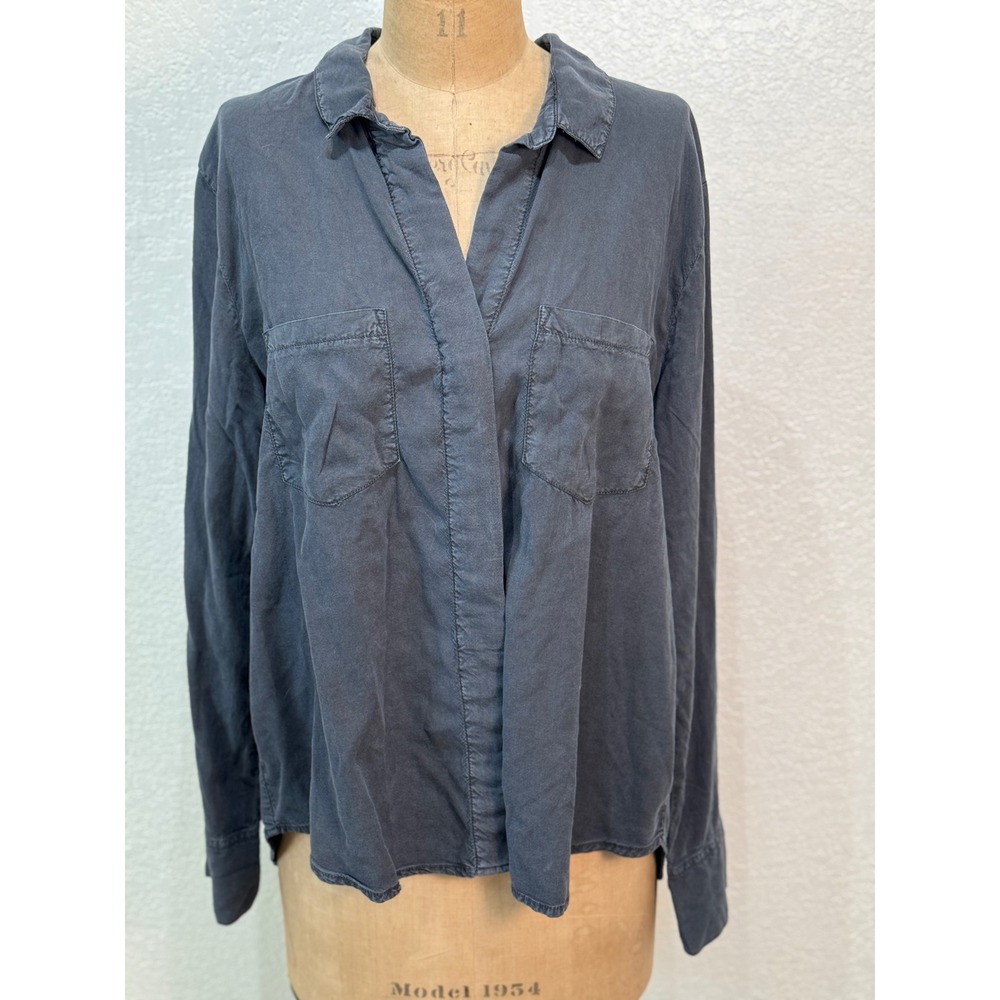 Bella Dahl Split Back Button Down‎ Top Black XL Women's Long Sleeve Casual NWT